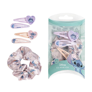 Accessori per Capelli Stitch DISNEY Set 4 Clic Clac 1 Scrunchie per Acconciature in Confezione - 2950