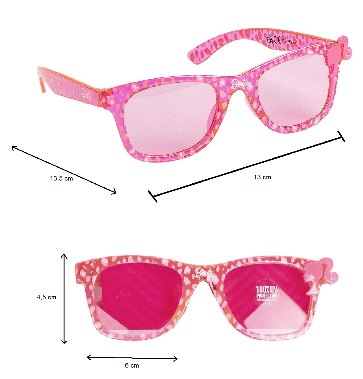 Occhiali da Sole Barbie Mattel Lenti Specchiate Rettangolari Filtro Uv400 - 2819