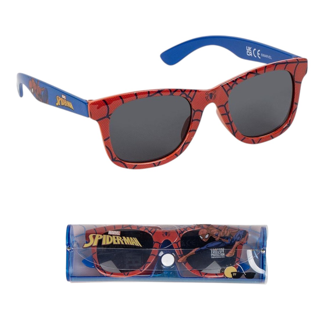 Occhiali da Sole Spiderman MARVEL con Custodia Lenti Rettangolari Filtro Uv400 - 2823-1