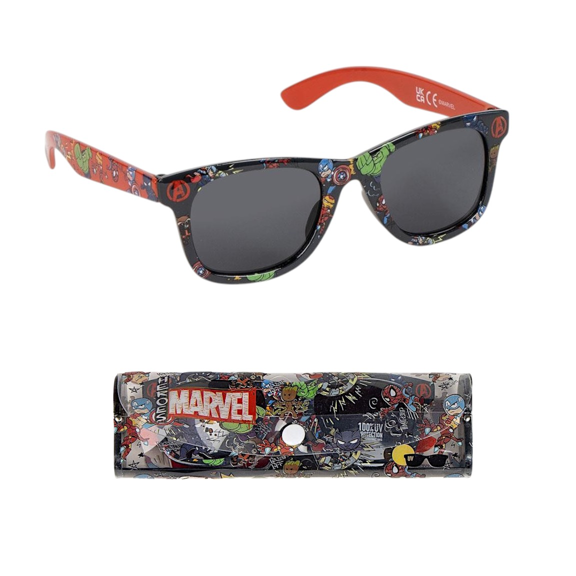 Occhiali da Sole Avengers MARVEL con Custodia Lenti Rettangolari Filtro Uv400 - 2823-4