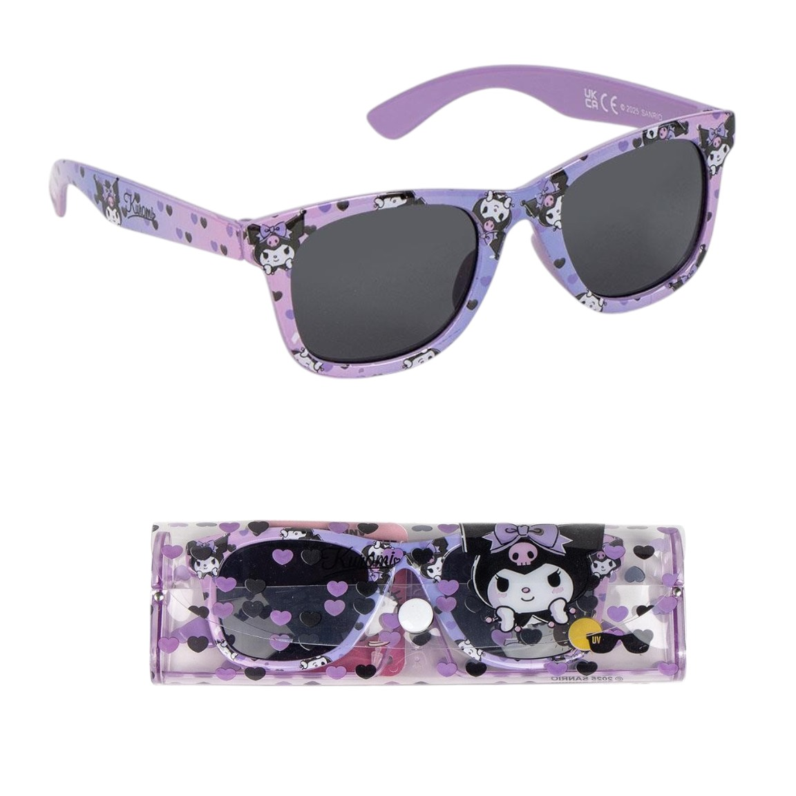 Occhiali da Sole Kuromi Sanrio con Custodia Lenti Rettangolari Filtro Uv400 - 2886-3