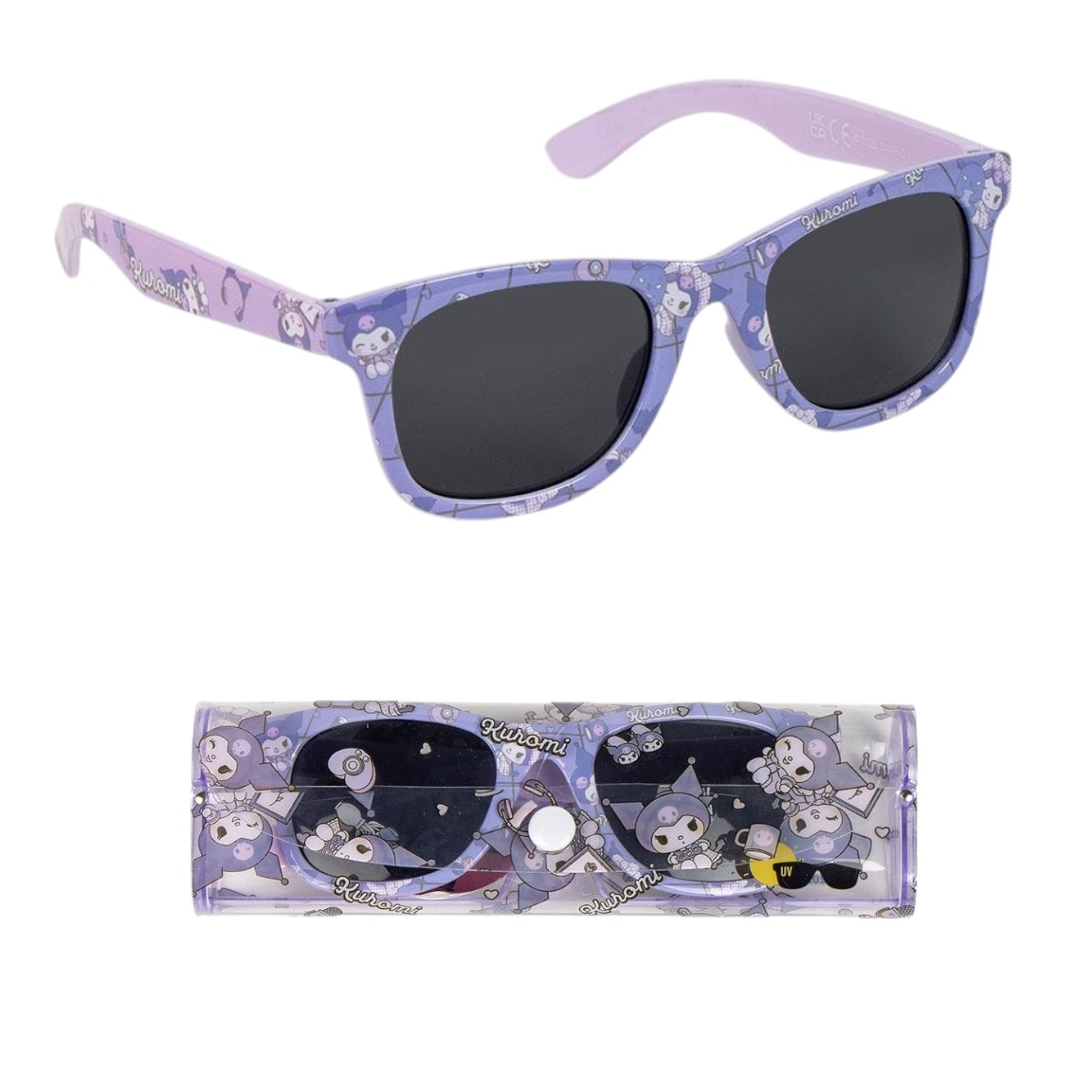 Occhiali da Sole Kuromi Sanrio con Custodia Lenti Rettangolari Filtro Uv400 - 2886-4