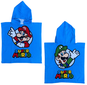 Poncho Mare Super Mario e Luigi 100 X 50 CM Accappatoio per Bambini 100% Pl - Mar36-5180