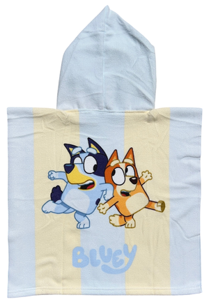 Poncho Mare Bluey e Bingo 100 X 50 CM Accappatoio da Spiaggia per Bambini 100% Pl - Blu36-5182