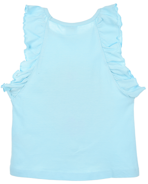 Canotta Angel Stitch DISNEY in Cotone Smanicata con Rouche Bambina - Ye10086.celeste