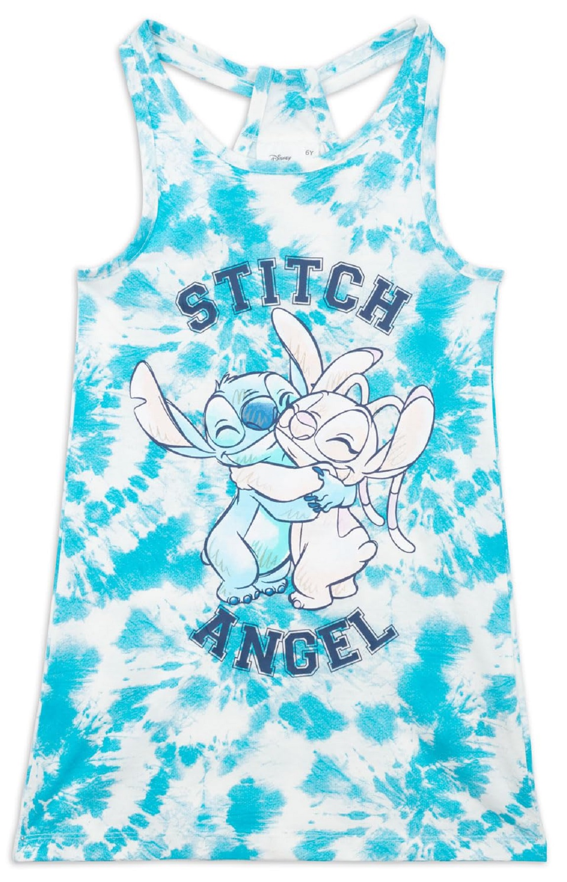Vestitino Stitch e Angel DISNEY Scamiciata Abito Smanicato in Cotone Grafica Tie-Dye - Ye10074.azzurro