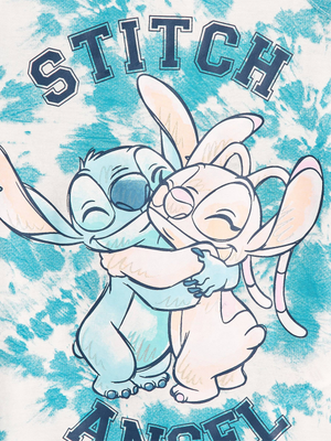 Vestitino Stitch e Angel DISNEY Scamiciata Abito Smanicato in Cotone Grafica Tie-Dye - Ye10074.azzurro