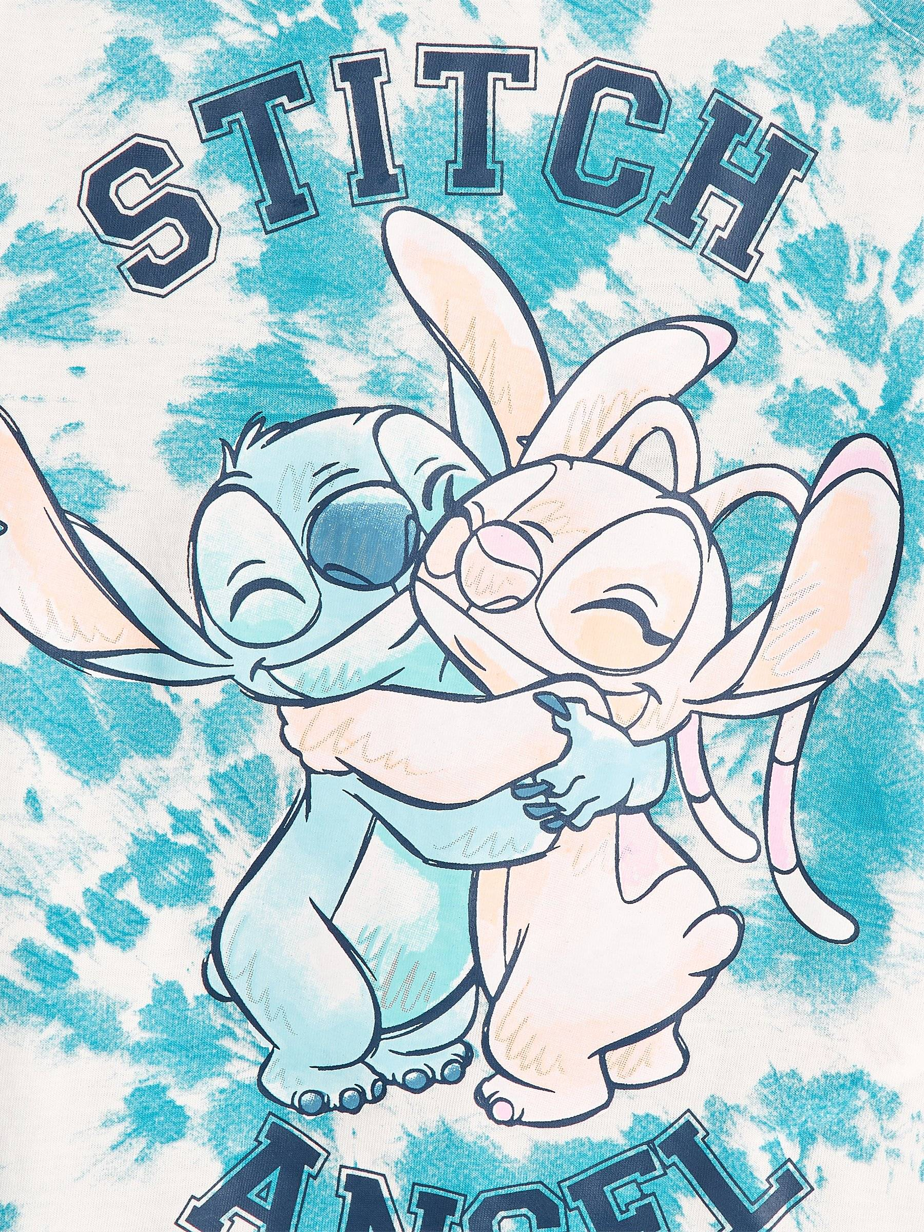 Vestitino Stitch e Angel DISNEY Scamiciata Abito Smanicato in Cotone Grafica Tie-Dye - Ye10074.azzurro