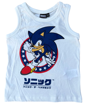 Canotta Sonic the Hedgehog in Cotone Maglietta Smanicata Bambino- Ye10163.bianco