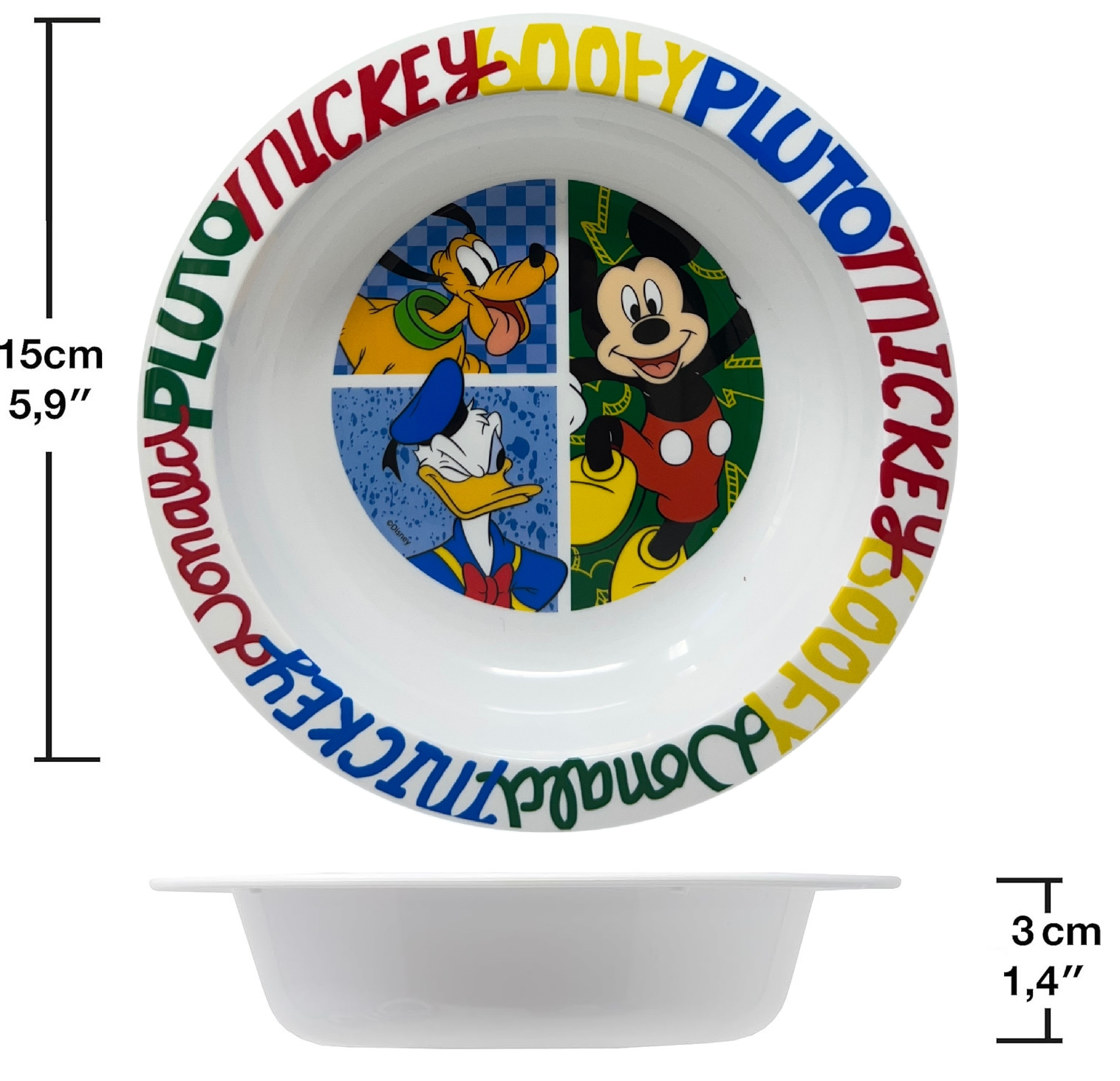 Piatto Fondo Topolino & Friends DISNEY Stoviglia 20 CM in Plastica Riutilizzabile Adatto Al Microonde - St81148