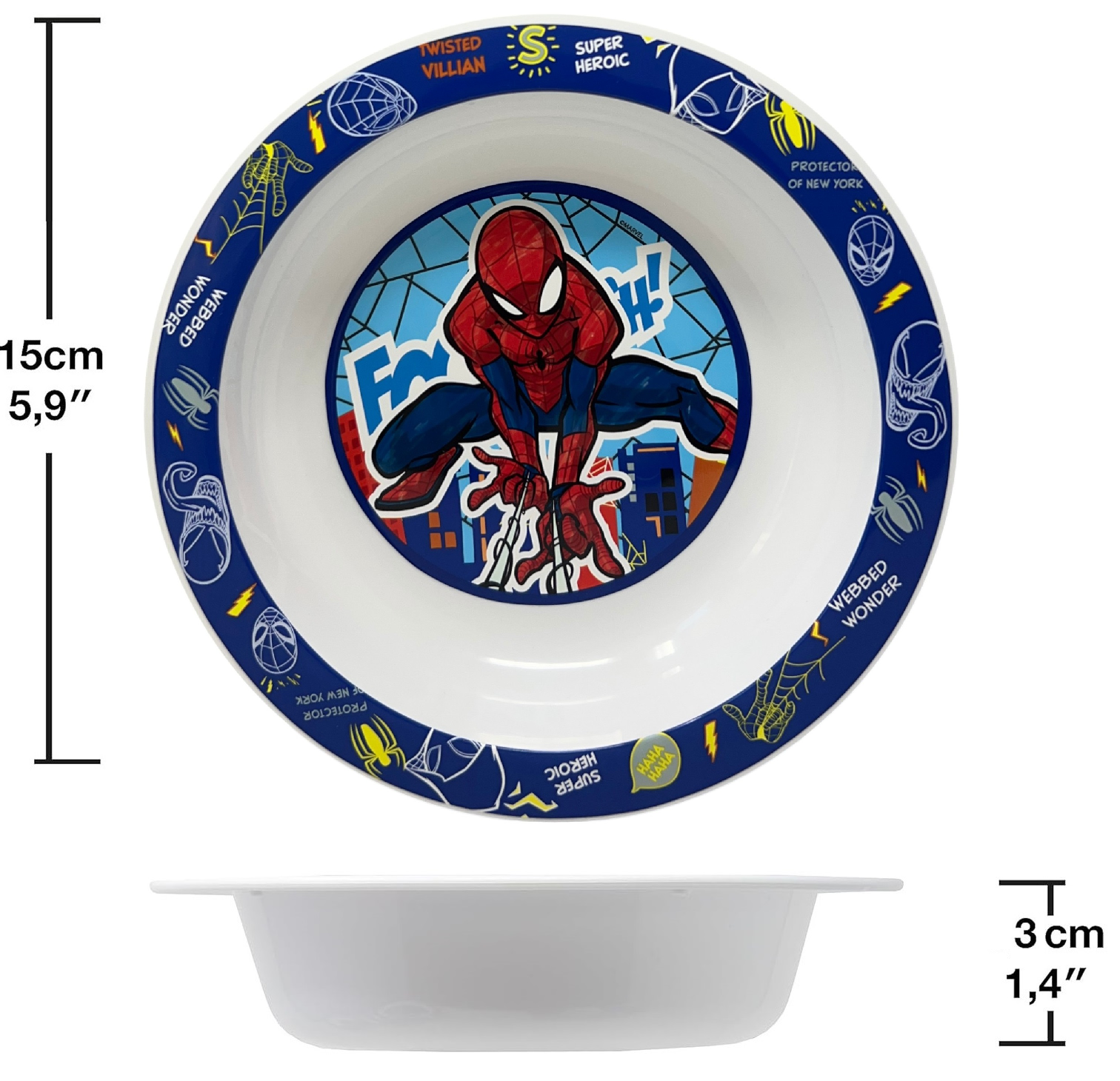Piatto Fondo Spiderman MARVEL Stoviglia 20 CM in Plastica Riutilizzabile Adatto Al Microonde - St83548