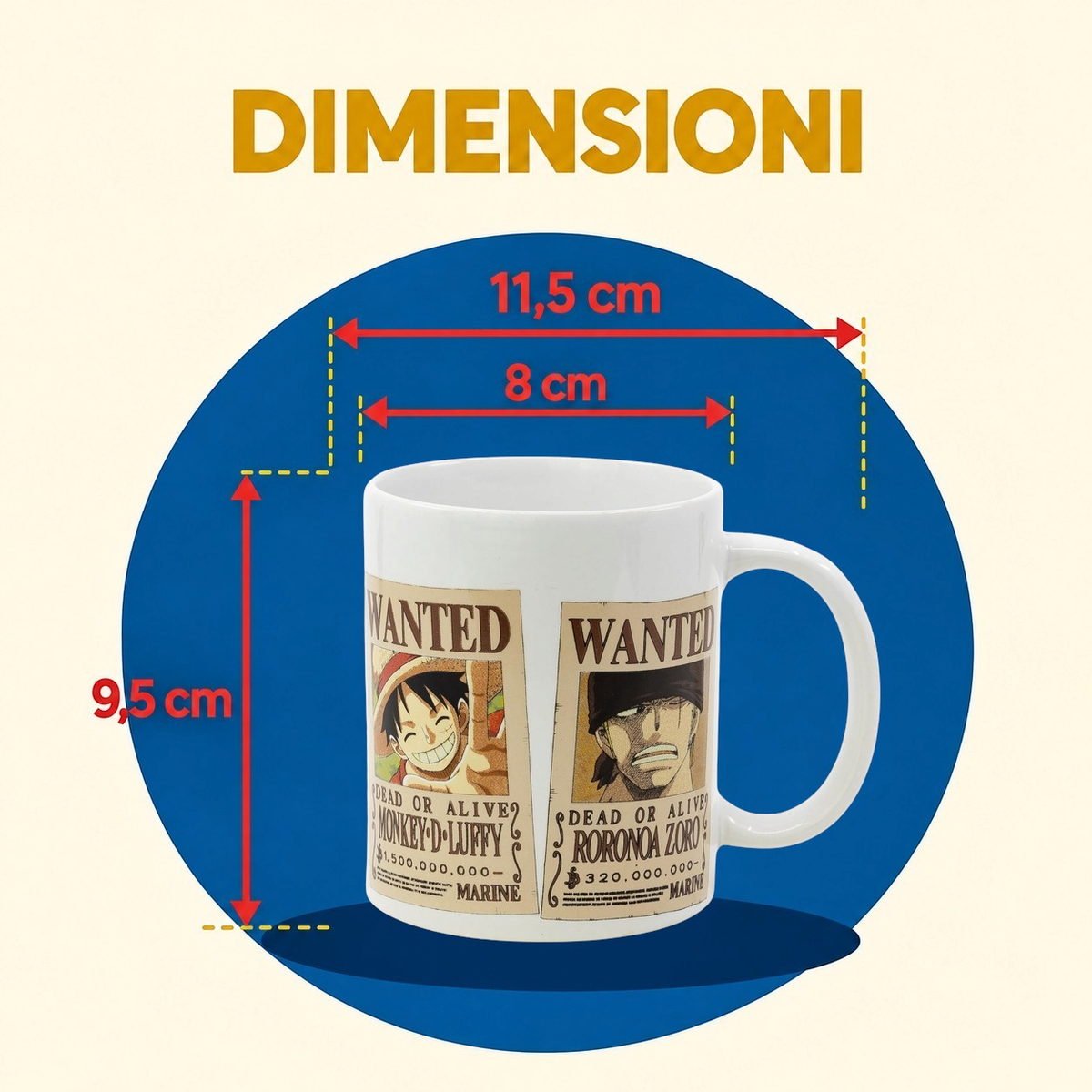 Tazza Mug One Piece Wanted in Ceramica 325 Ml Adatta Al Microonde e Lavastoviglie in Confezione - Stt515