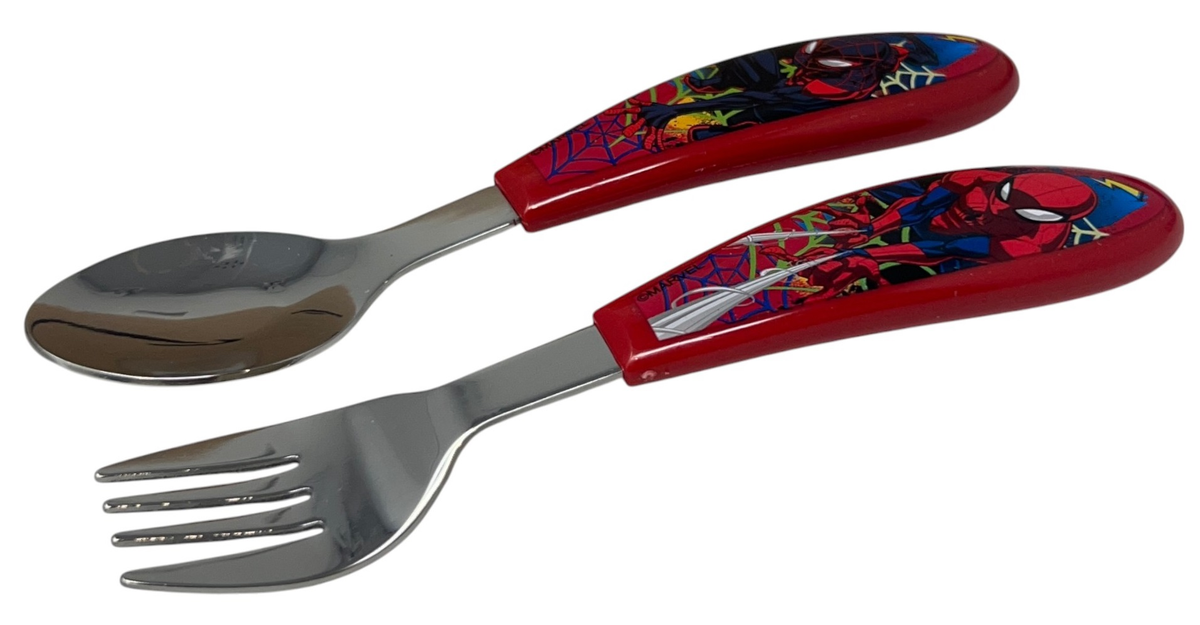 Posate Spiderman MARVEL Forchetta e Cucchiaio in Acciaio Inox Manico Ergonomico- St83518