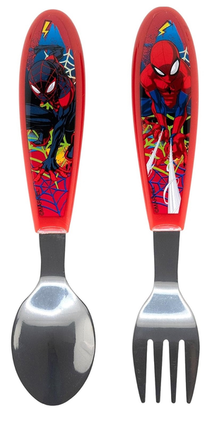 Posate Spiderman MARVEL Forchetta e Cucchiaio in Acciaio Inox Manico Ergonomico- St83518