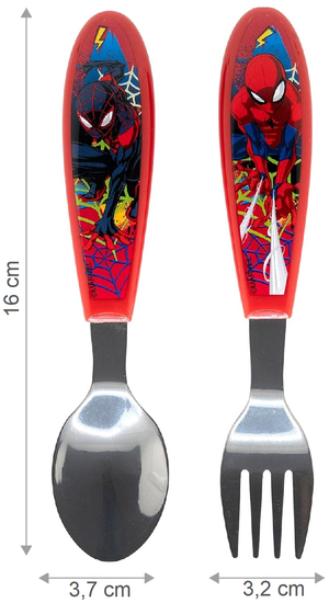 Posate Spiderman MARVEL Forchetta e Cucchiaio in Acciaio Inox Manico Ergonomico- St83518
