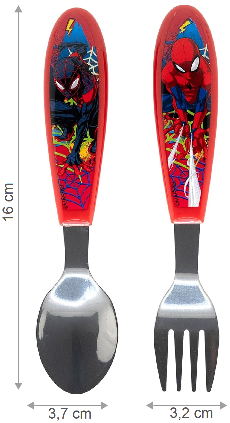 Posate Spiderman MARVEL Forchetta e Cucchiaio in Acciaio Inox Manico Ergonomico- St83518