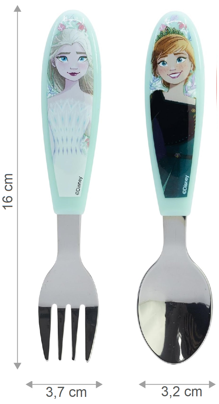 Posate Frozen DISNEY Forchetta e Cucchiaio in Acciaio Inox Manico Ergonomico- St81018