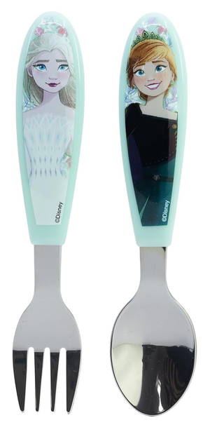 Posate Frozen DISNEY Forchetta e Cucchiaio in Acciaio Inox Manico Ergonomico- St81018