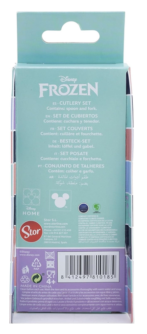 Posate Frozen DISNEY Forchetta e Cucchiaio in Acciaio Inox Manico Ergonomico- St81018