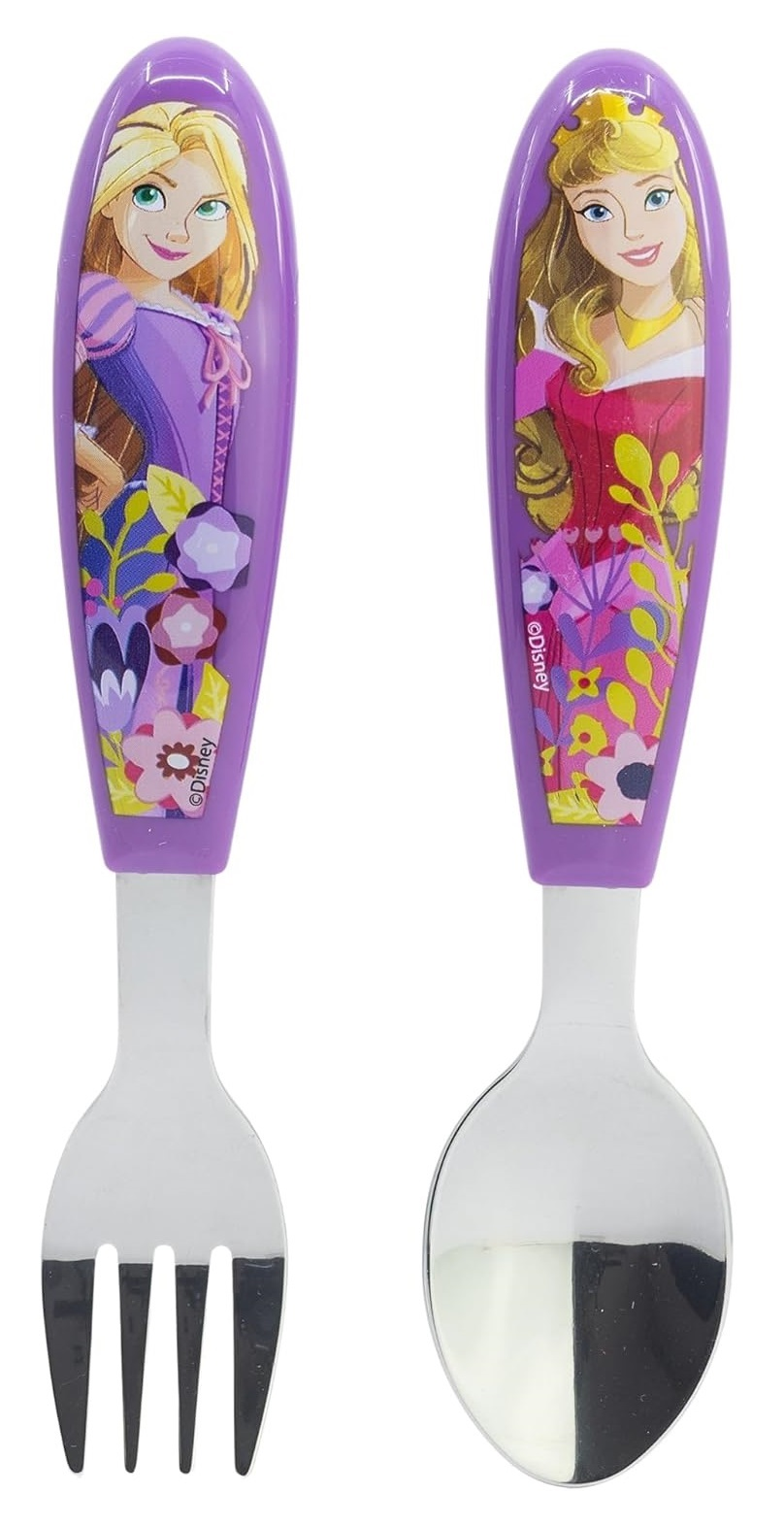 Posate Principesse DISNEY Forchetta e Cucchiaio in Acciaio Inox Manico Ergonomico- St82018