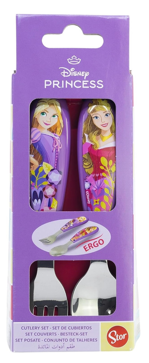 Posate Principesse DISNEY Forchetta e Cucchiaio in Acciaio Inox Manico Ergonomico- St82018