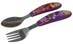 Posate Principesse DISNEY Forchetta e Cucchiaio in Acciaio Inox Manico Ergonomico- St82018