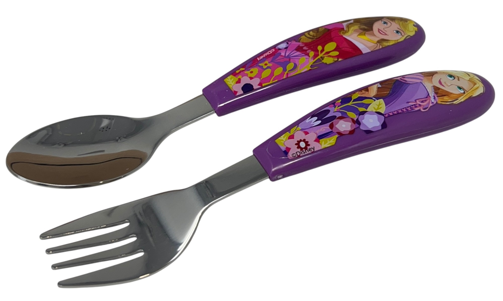 Posate Principesse DISNEY Forchetta e Cucchiaio in Acciaio Inox Manico Ergonomico- St82018