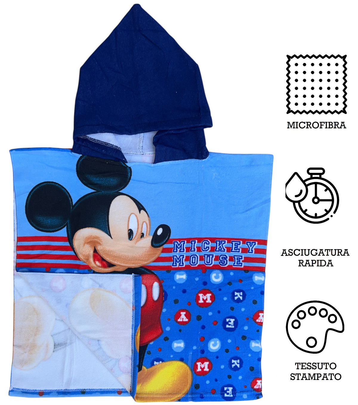 Poncho Mare Topolino DISNEY 100 X 50 CM Accappatoio per Bambini 100% Pl - Mic36-5185