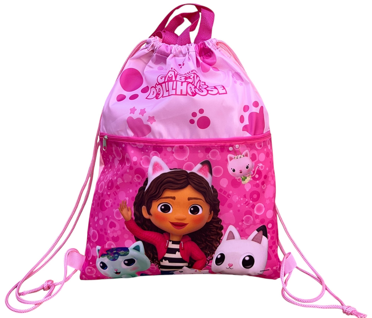 Sacca Deluxe Gabby's Dollhouse con Chiusura a Coulisse Tasca Frontale Borsa Tempo Libero Palestra Cm. 45x34,5 - Gab36-0901
