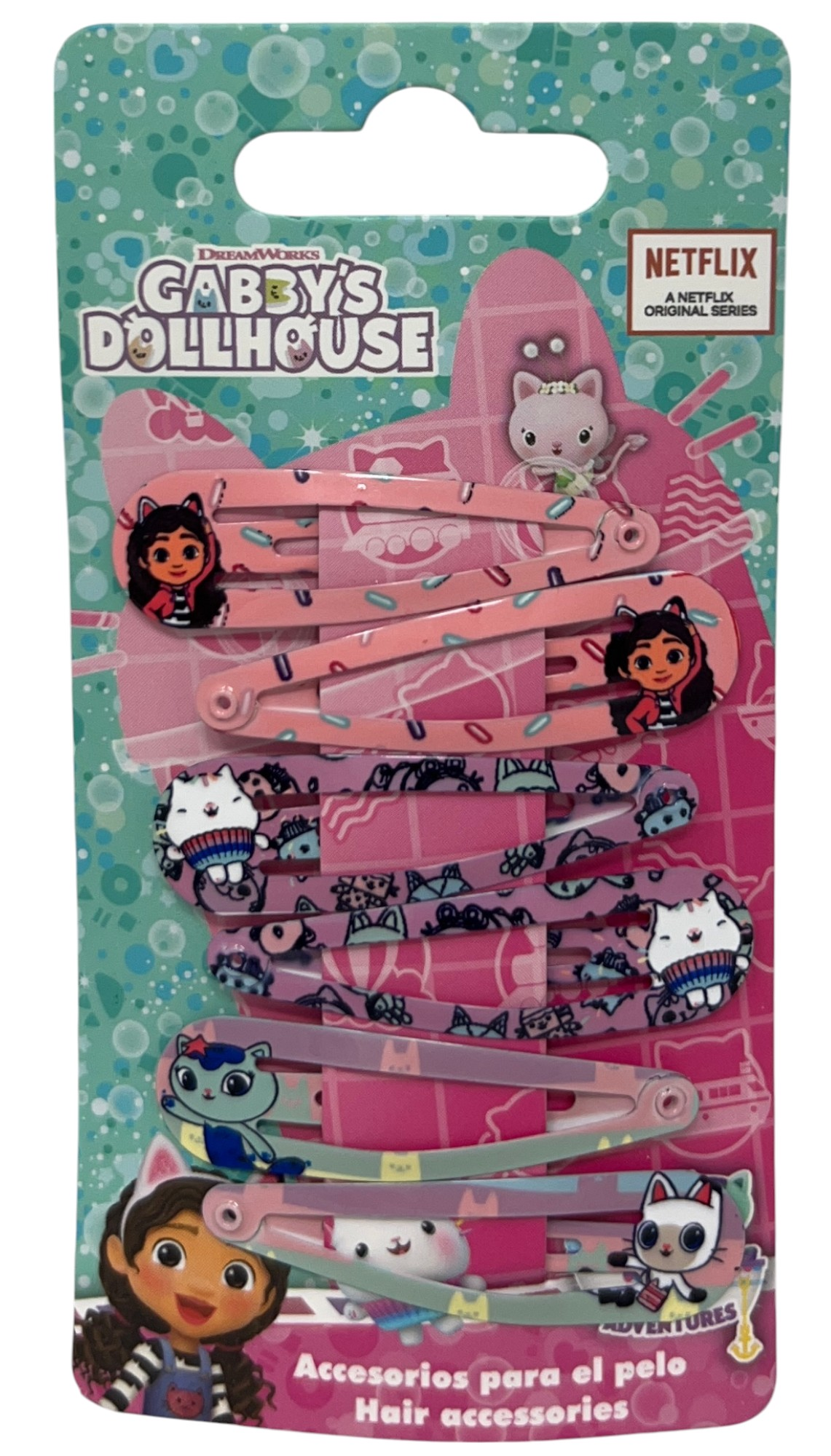 Set Mollette Gabby's Dollhouse Modello Clic Clac 6 Pezzi Accessori per Capelli - 3452