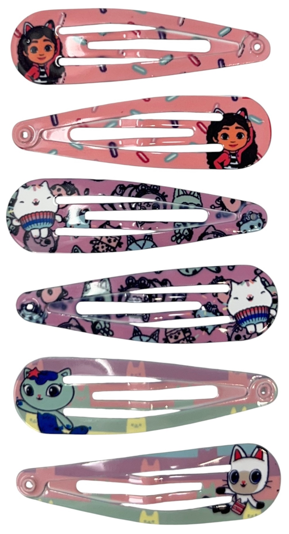 Set Mollette Gabby's Dollhouse Modello Clic Clac 6 Pezzi Accessori per Capelli - 3452