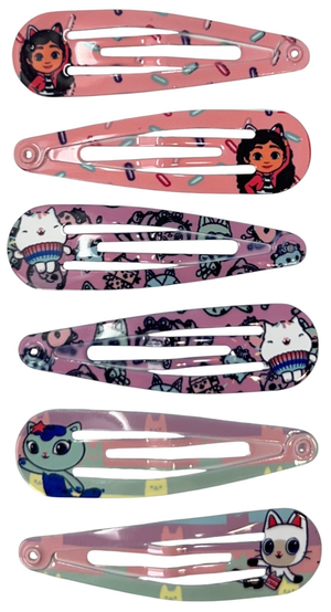 Set Mollette Gabby's Dollhouse Modello Clic Clac 6 Pezzi Accessori per Capelli - 3452