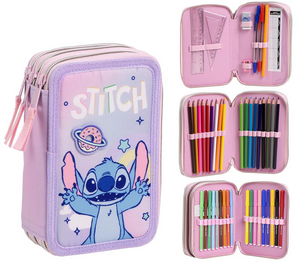 Astuccio Scuola Stitch DISNEY Multiscomparto 3 Zip Portacolori Giotto - 1652