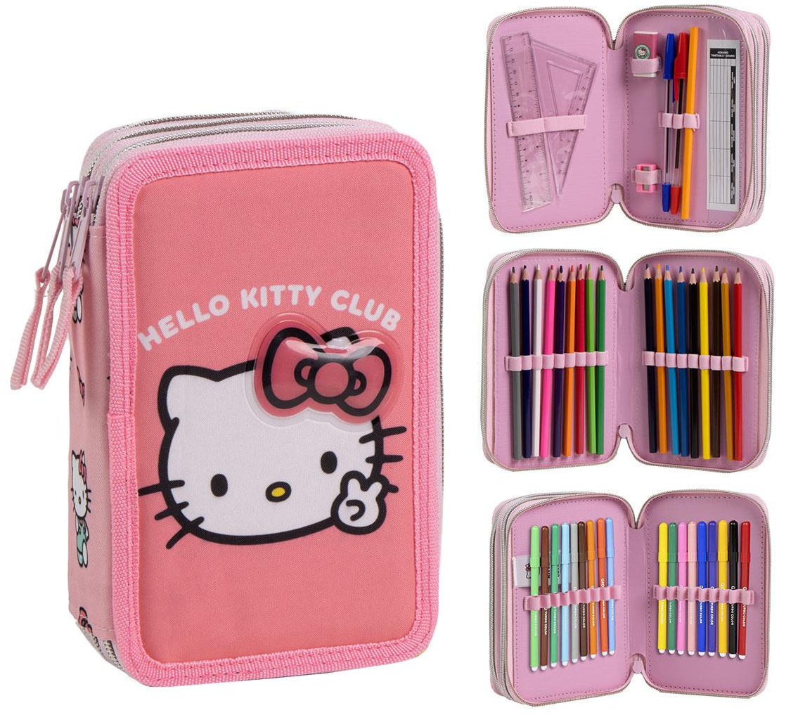 Astuccio Scuola Hello Kitty Sanrio Multiscomparto 3 Zip Portacolori Giotto - 1654