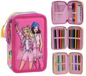 Astuccio Scuola Barbie Mattel Multiscomparto 3 Zip Portacolori Giotto - 1655