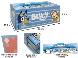 Valigetta Colori Bluey e Bing Set 52 Pezzi Cancelleria Scatola con Cassetti Kit Disegno e Pittura - 2870