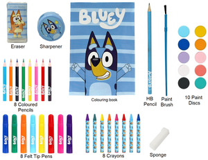 Valigetta Colori Bluey e Bing Set 52 Pezzi Cancelleria Scatola con Cassetti Kit Disegno e Pittura - 2870