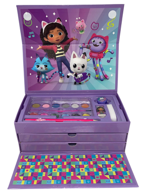 Valigetta Colori Gabby's Dollhouse Set 52 Pezzi Cancelleria Scatola con Cassetti Kit Disegno e Pittura - 2873