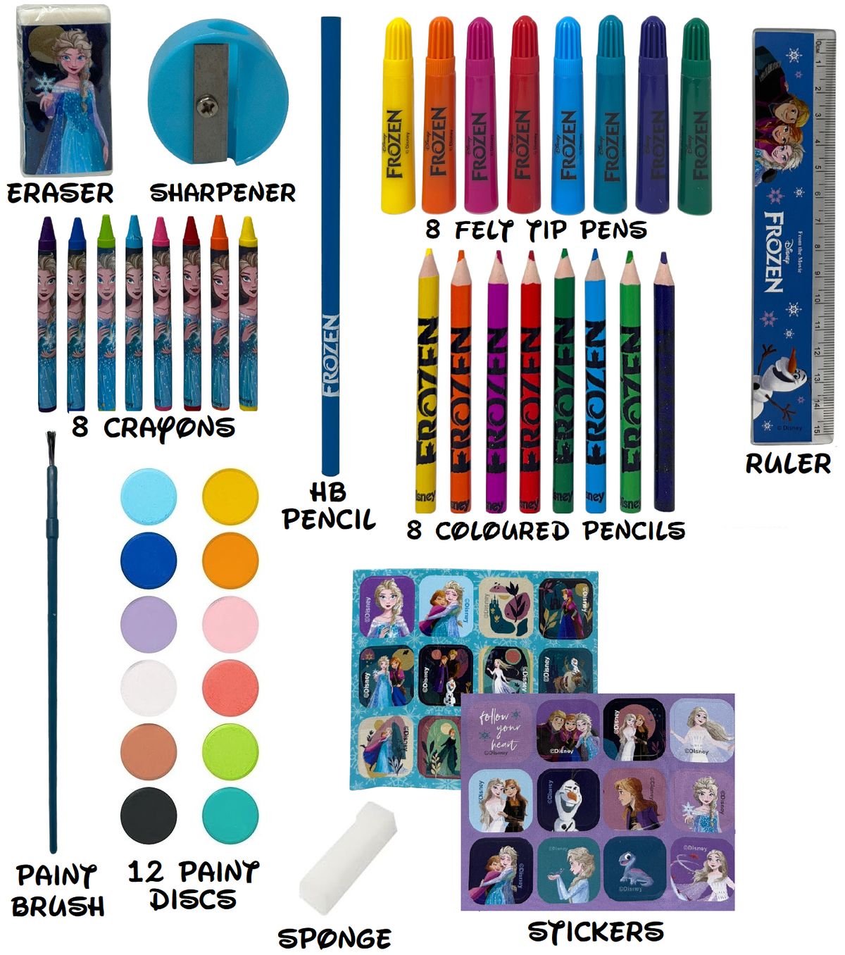 Valigetta 65 Pezzi Frozen DISNEY Scatola Colori Cancelleria Stickers per Bambini - 1221