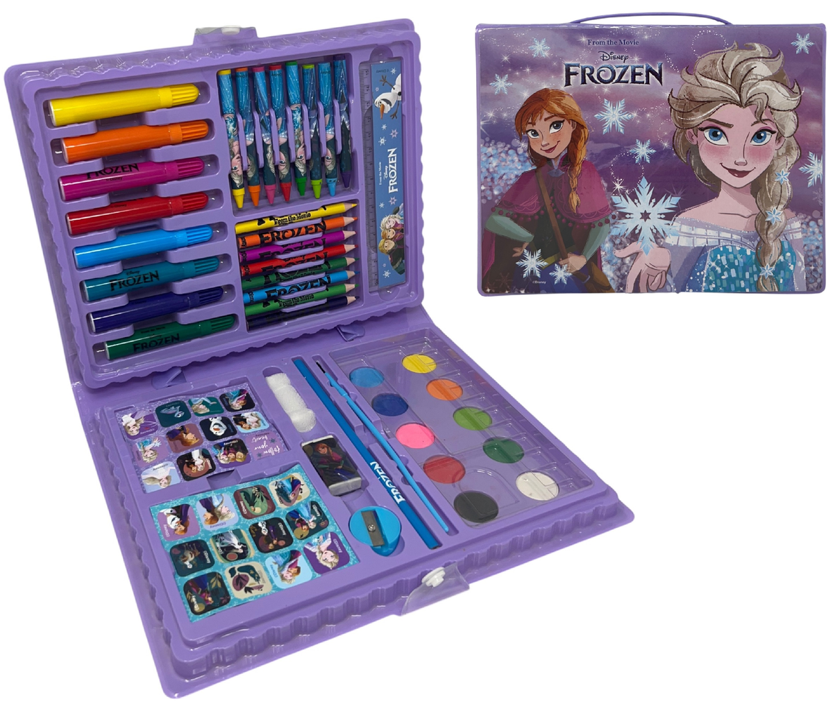 Valigetta 65 Pezzi Frozen DISNEY Scatola Colori Cancelleria Stickers per Bambini - 1221