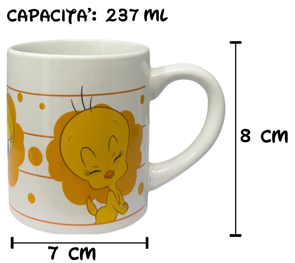 Tazza in Ceramica Titti Looney Tunes Modello Mug 237 Ml in Confezione per Bambini - 83059