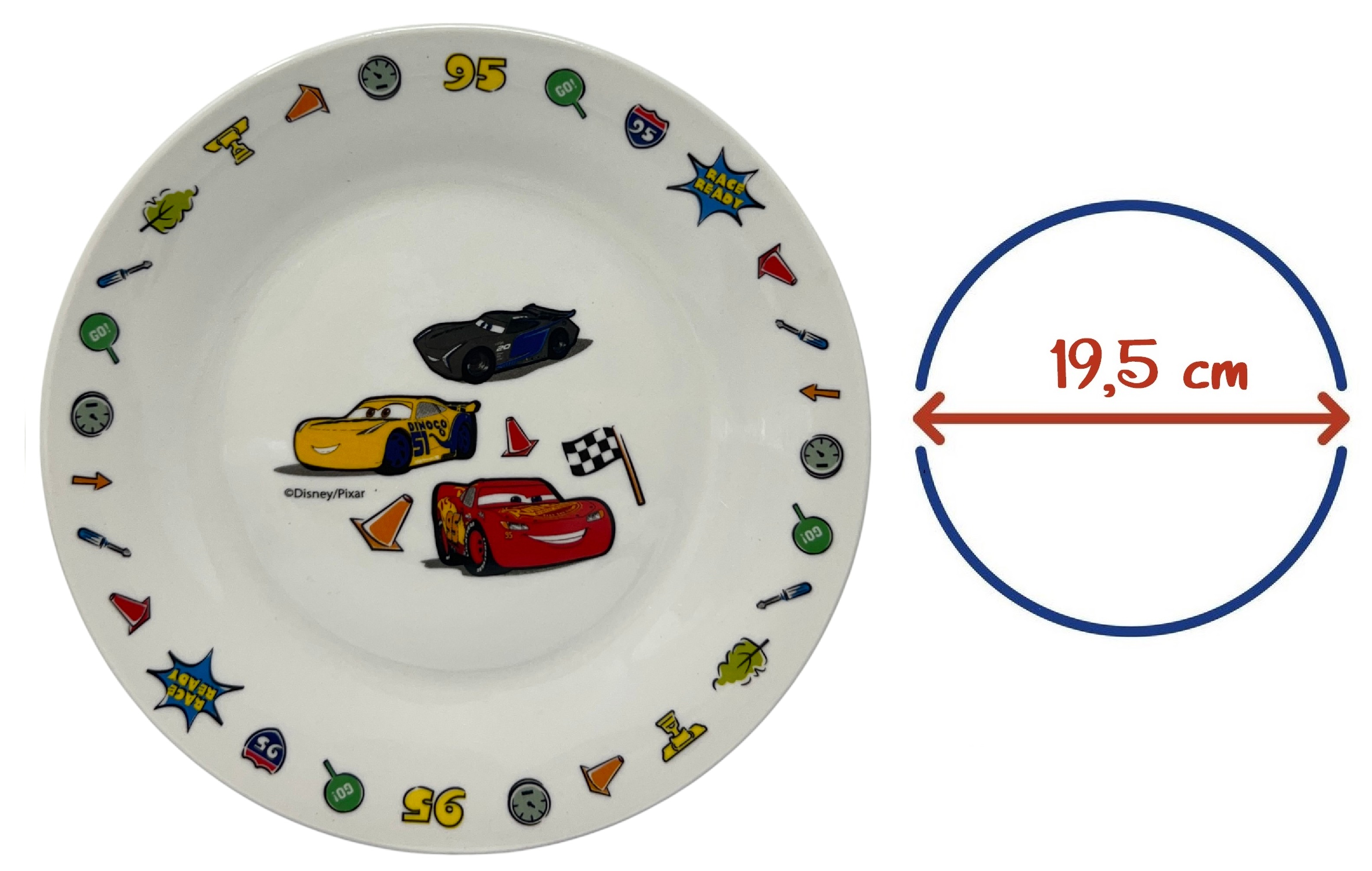 Set 3 Pezzi in Ceramica Cars DISNEY Tazza Ciotola Piatto Stoviglie per Bambini in Confezione - 83049