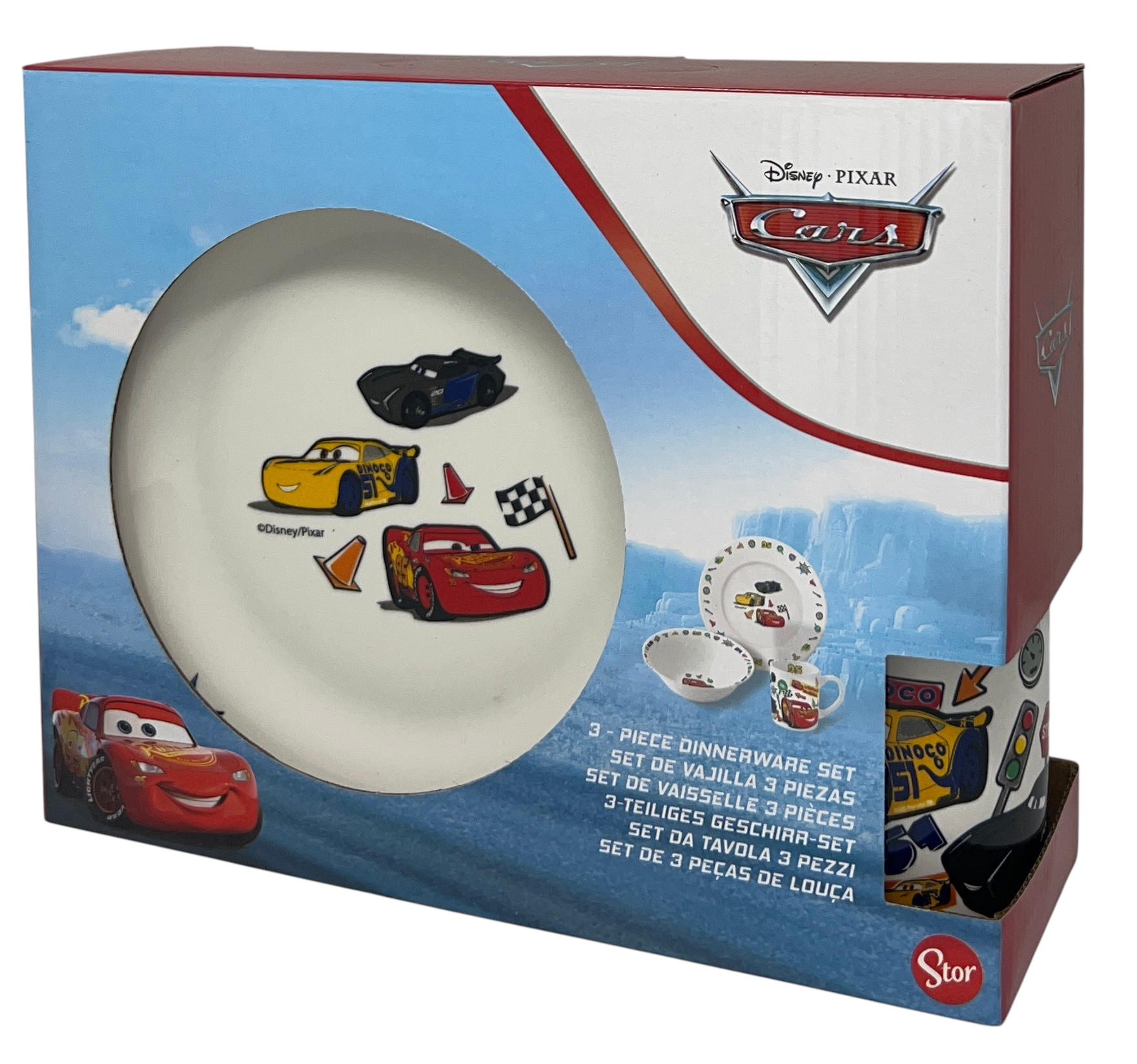 Set 3 Pezzi in Ceramica Cars DISNEY Tazza Ciotola Piatto Stoviglie per Bambini in Confezione - 83049