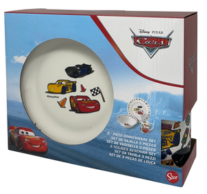Set 3 Pezzi in Ceramica Cars DISNEY Tazza Ciotola Piatto Stoviglie per Bambini in Confezione - 83049
