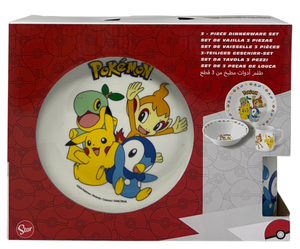 Set 3 Pezzi in Ceramica Pikachu Pokémon Tazza Ciotola Piatto Stoviglie per Bambini in Confezione - 83052