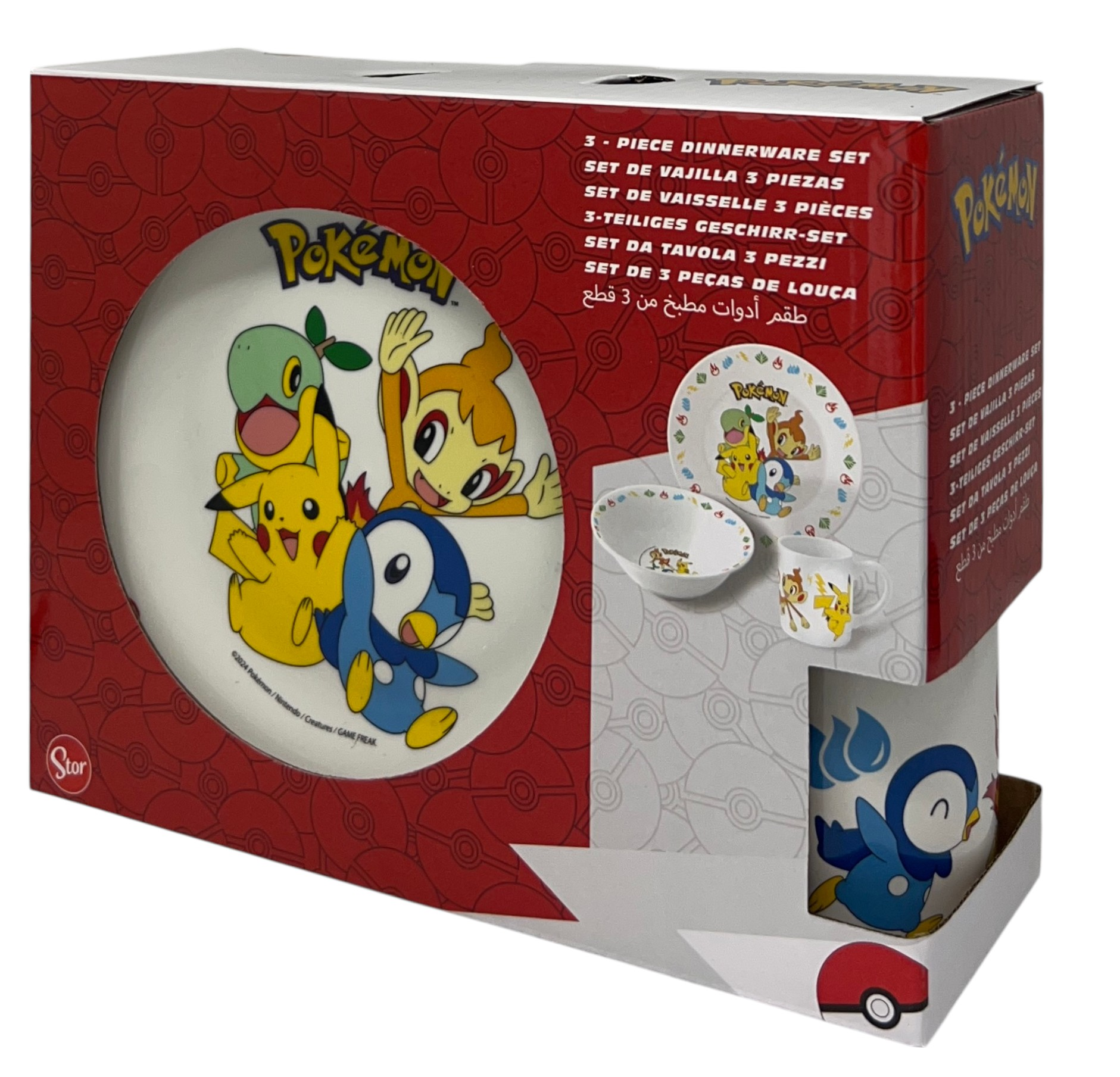 Set 3 Pezzi in Ceramica Pikachu Pokémon Tazza Ciotola Piatto Stoviglie per Bambini in Confezione - 83052