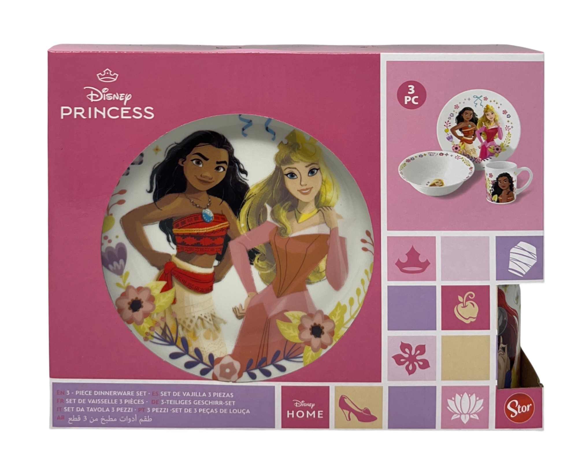 Set 3 Pezzi in Ceramica Principesse DISNEY Tazza Ciotola Piatto Stoviglie per Bambini in Confezione - 83053