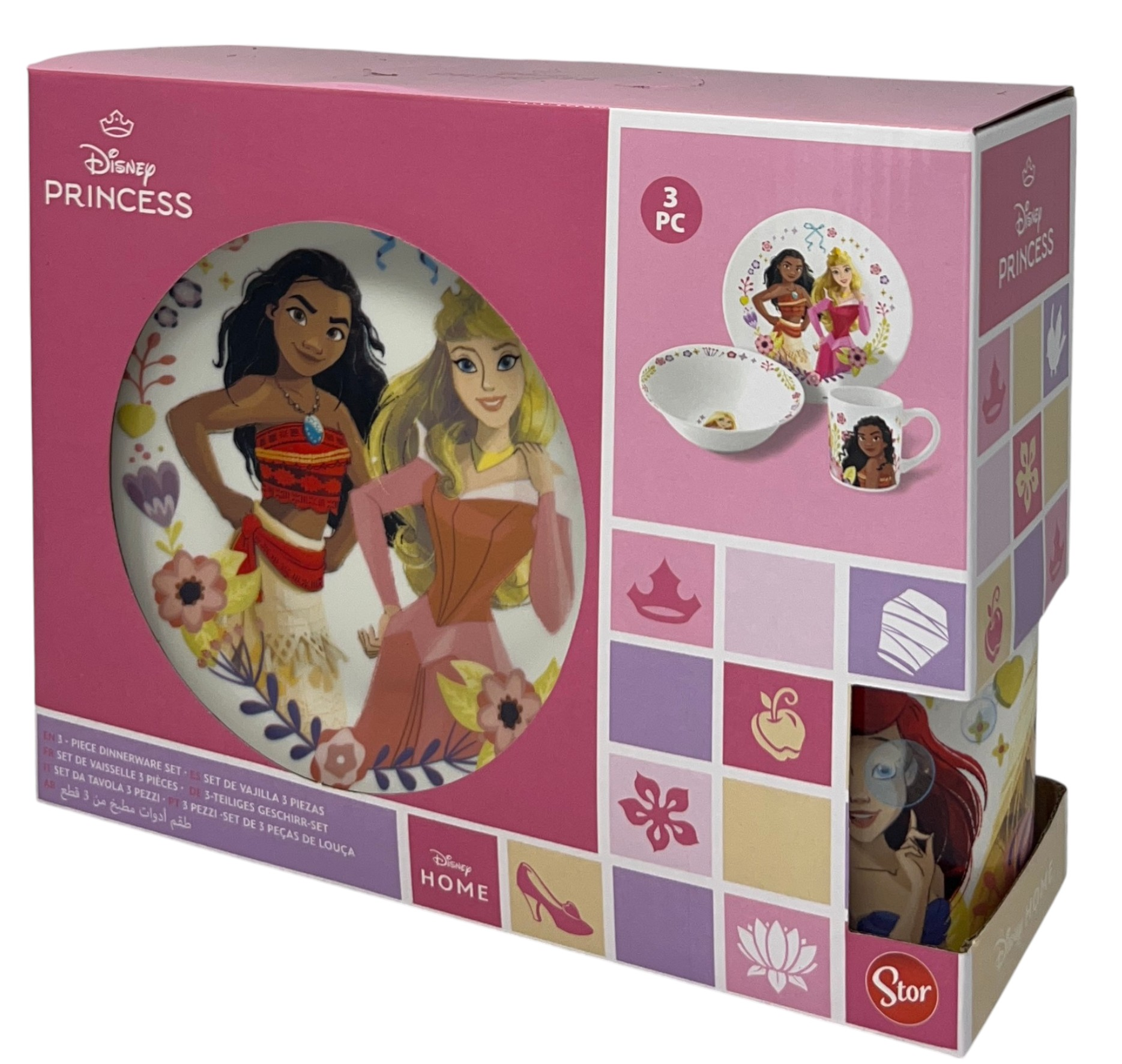 Set 3 Pezzi in Ceramica Principesse DISNEY Tazza Ciotola Piatto Stoviglie per Bambini in Confezione - 83053