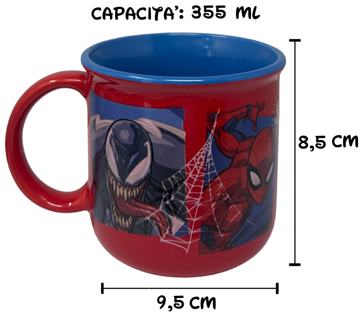 Tazza Spiderman MARVEL Modello Mug Doppio Colore 355 Ml in Confezione- 83057