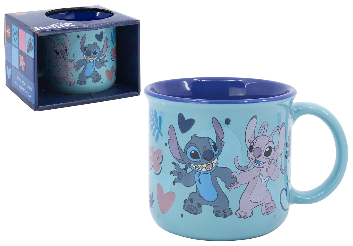 Tazza Stitch e Angel DISNEY Modello Mug Doppio Colore 355 Ml in Confezione- 83058